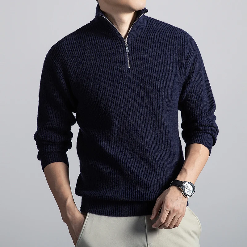 Thick Men Knit Clothes 2025 Autumn Winter High Collar Warm Jumper Long Sleeve Fashion Zipper Knitwear Pullover Sweaters
Thick Men Knit Clothes 2025 Autumn Winter High Collar Warm Jumper Long Sleeve Fashion Zipper Knitwear Pullover Sweaters