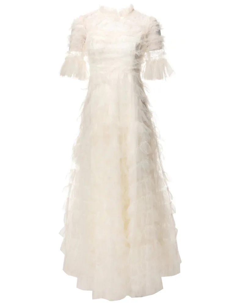 2024 latest design sexy see-through bell sleeves ruffled stitching long dress European and American style
2024 latest design sexy see-through bell sleeves ruffled stitching long dress European and American style