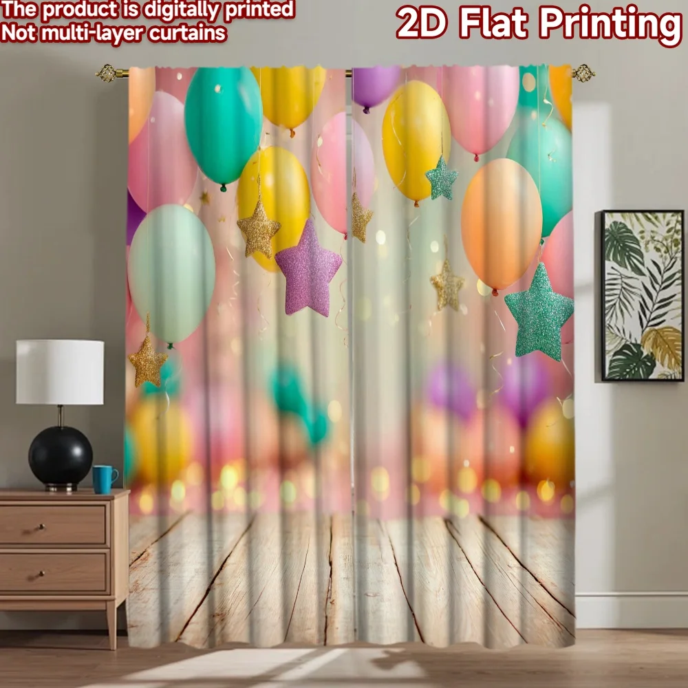 2D flat printing 2pcs Curtains Celebration Balloons Stars Digital Printed Polyester Drapes Family Party Perfect for Classroom
2D flat printing 2pcs Curtains Celebration Balloons Stars Digital Printed Polyester Drapes Family Party Perfect for Classroom