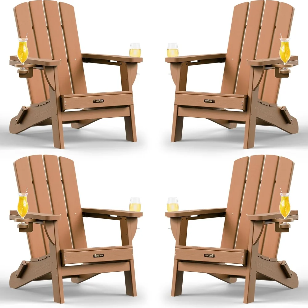 Folding Adirondack Chair 4 Pack, HDPE All-Weather Fire Pit Chairs, Plastic Adirondack Chairs with 2 Cup Holder
Folding Adirondack Chair 4 Pack, HDPE All-Weather Fire Pit Chairs, Plastic Adirondack Chairs with 2 Cup Holder