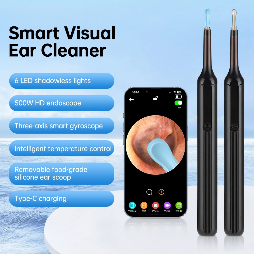 Smart Visual Ear Cleaner Ear Sticks Otoscope Type-C Charging Endoscope Wax Removal Tool Earpick MIni Camera Health Care Set
Smart Visual Ear Cleaner Ear Sticks Otoscope Type-C Charging Endoscope Wax Removal Tool Earpick MIni Camera Health Care Set