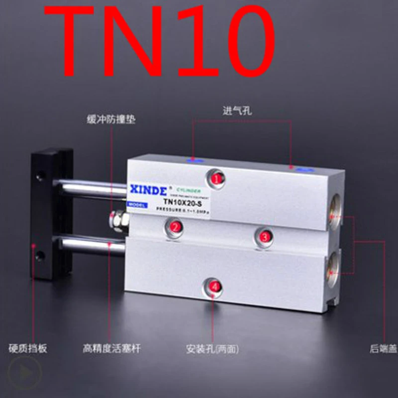 Aluminum Alloy TN10 Type Pneumatic Cylinder 10mm Bore 10/15/20/25/30/35/40/45/50/60/70/75/80/90/100/125 Stroke Air Cylinder
Aluminum Alloy TN10 Type Pneumatic Cylinder 10mm Bore 10/15/20/25/30/35/40/45/50/60/70/75/80/90/100/125 Stroke Air Cylinder