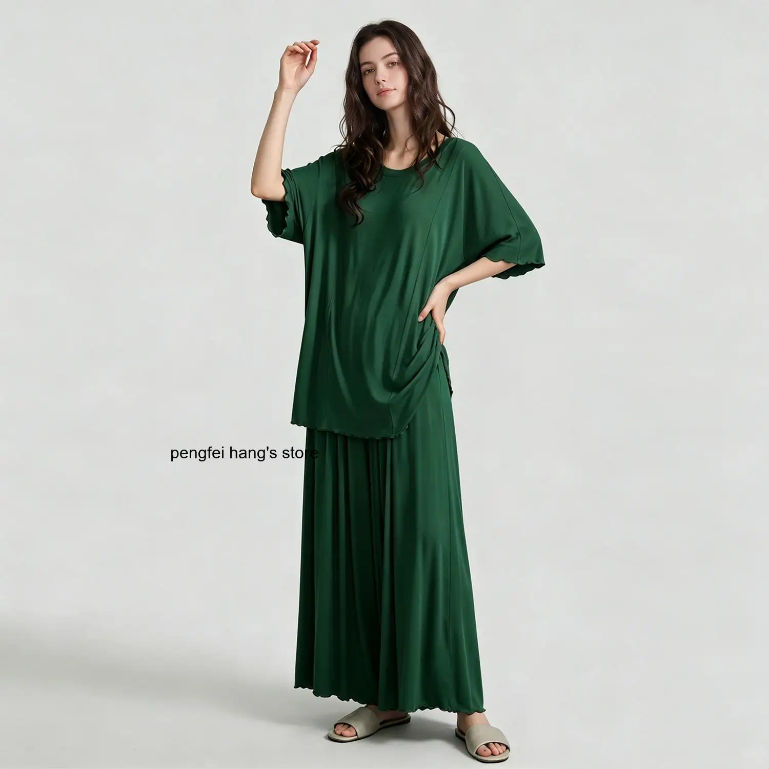 Grey Loose Modal Pajama Set Women Crew Neck Long Sleeve Wide Leg Pants 2 Piece Loungewear Sleepwear
Grey Loose Modal Pajama Set Women Crew Neck Long Sleeve Wide Leg Pants 2 Piece Loungewear Sleepwear