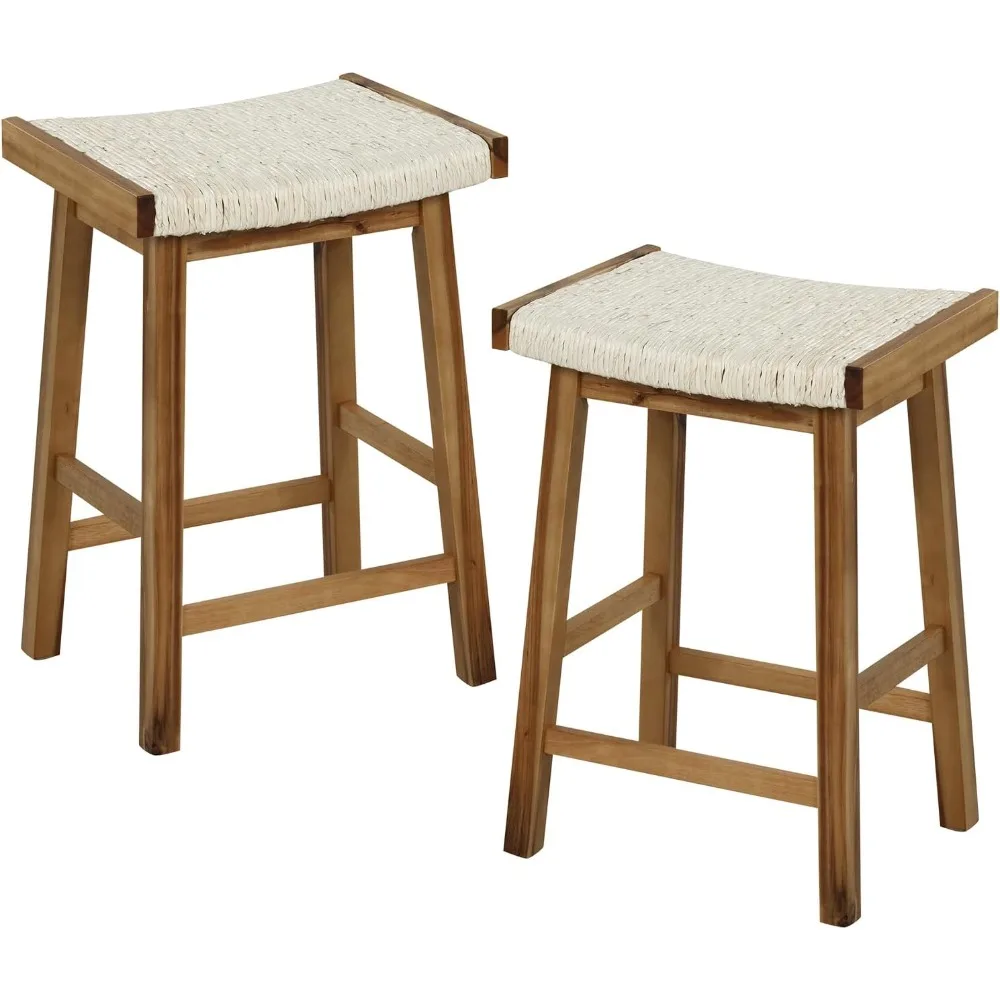 Bar Stools Set of 2, 25.5” Counter Height Bar Chairs with Seagrass Woven Seat, Solid Wood Frame and Footrests, Backless
Bar Stools Set of 2, 25.5” Counter Height Bar Chairs with Seagrass Woven Seat, Solid Wood Frame and Footrests, Backless