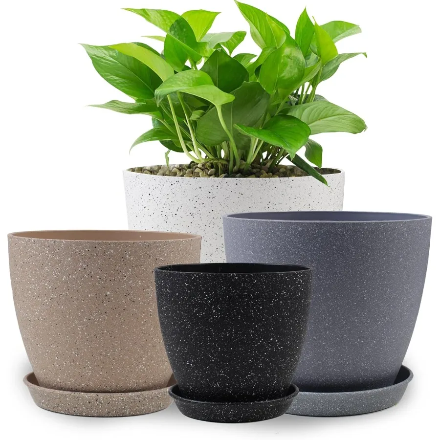 Plant Pots 8.5 7.5 6.5 6 inch 4 Pack Pot for Indoor Plants Modern Drative Plastic Planters with Drainage Holes and Saucers for
Plant Pots 8.5 7.5 6.5 6 inch 4 Pack Pot for Indoor Plants Modern Drative Plastic Planters with Drainage Holes and Saucers for