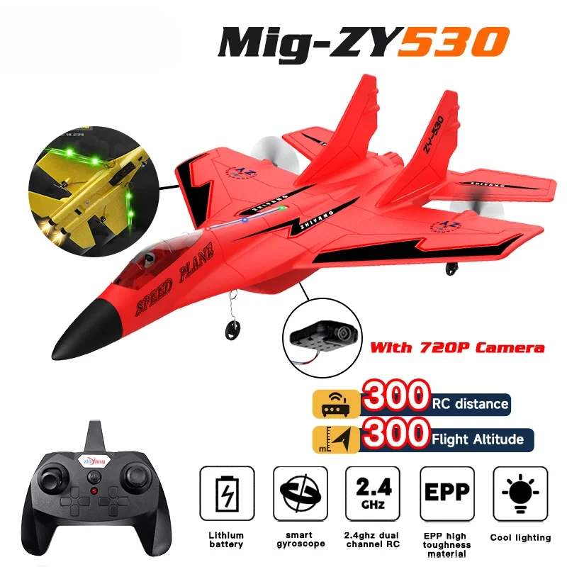 Remote Control Plane ZY530 2.4G With LED Lights 720P Camera Aircraft RC Flying Model Glider EPP Foam Toy Airplane Gifts for Kids
Remote Control Plane ZY530 2.4G With LED Lights 720P Camera Aircraft RC Flying Model Glider EPP Foam Toy Airplane Gifts for Kids