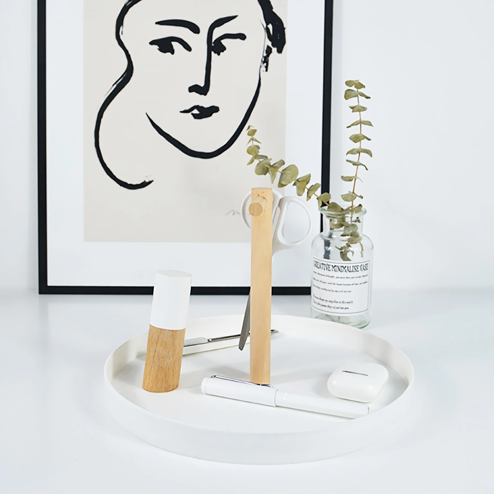 Wooden Storage Round Shape Sundry Plate Jewelry Tray White Simple Design Home Decor Organizer Portable Desktop Tray With Handle
Wooden Storage Round Shape Sundry Plate Jewelry Tray White Simple Design Home Decor Organizer Portable Desktop Tray With Handle