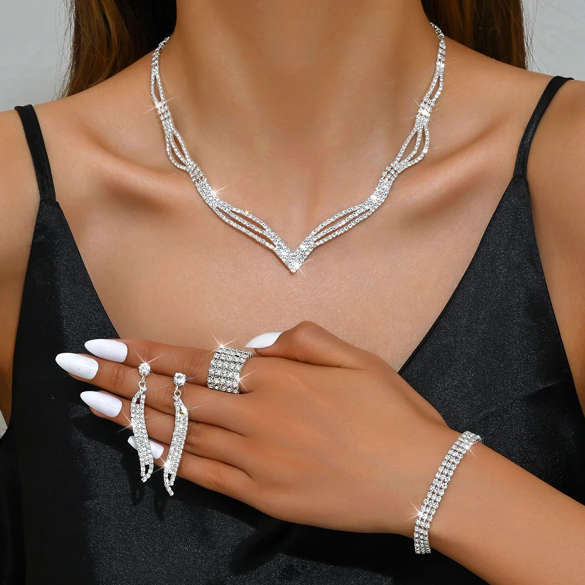 twisted tassel necklace, bracelet and earring set, crystal fine jewelry for women, wedding party wear surprise giftgift for a good friend
twisted tassel necklace, bracelet and earring set, crystal fine jewelry for women, wedding party wear surprise giftgift for a good friend