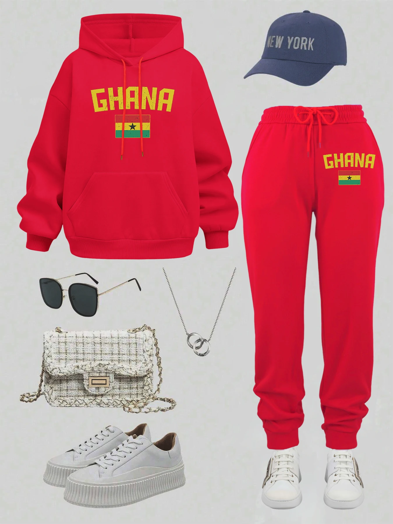 Ghana Letter Creative And Flag Print Hoodies Sets Women Fleece Soft Pants All-Match Loose Sport Clothes Autumn Casual Sweatpants
Ghana Letter Creative And Flag Print Hoodies Sets Women Fleece Soft Pants All-Match Loose Sport Clothes Autumn Casual Sweatpants