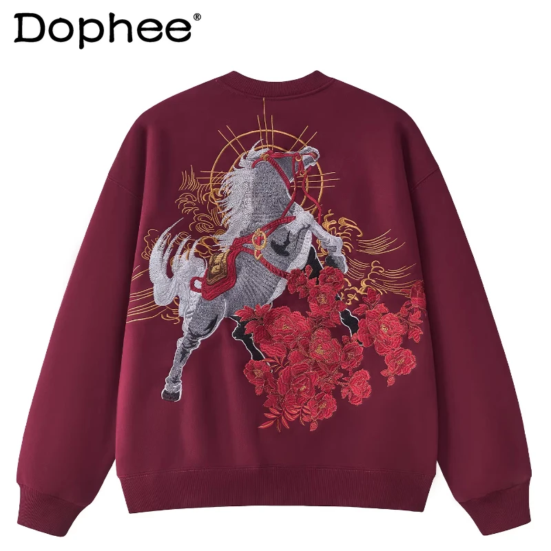 Men's Women's 2026 New Embroidered Horse Pullover Tops Handsome Fleece-lined Fashion Sweatshirts Round Neck Colorful Sportswears
Men's Women's 2026 New Embroidered Horse Pullover Tops Handsome Fleece-lined Fashion Sweatshirts Round Neck Colorful Sportswears