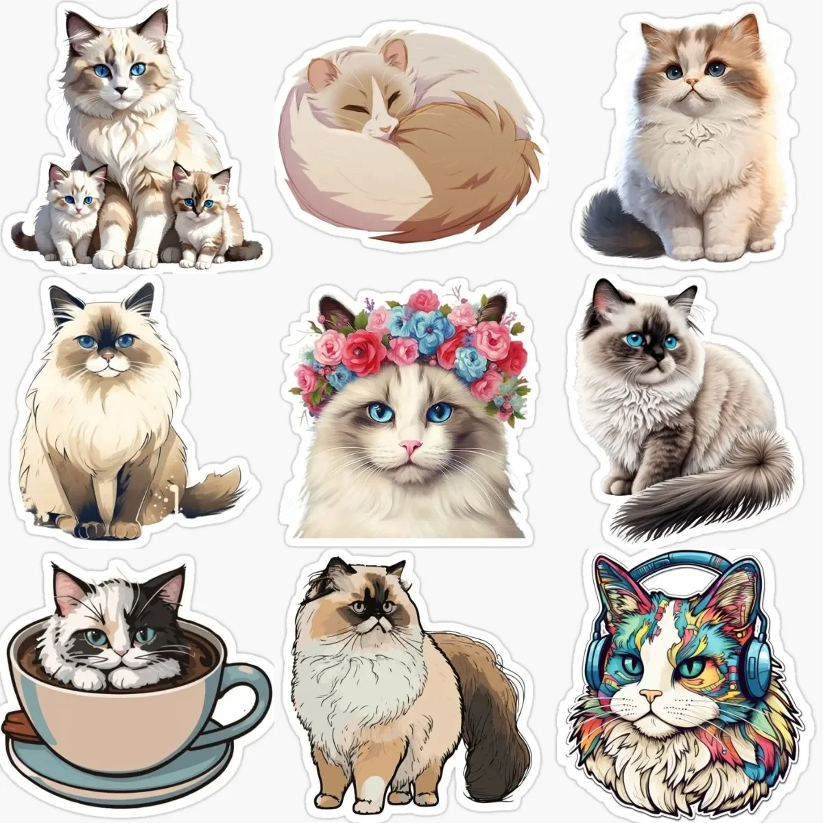 Cute Ragdoll Cat Pets Catoon Creative Color Sticker for Decorate Room Fridge Wall Window Car Van Decal Accessories
Cute Ragdoll Cat Pets Catoon Creative Color Sticker for Decorate Room Fridge Wall Window Car Van Decal Accessories