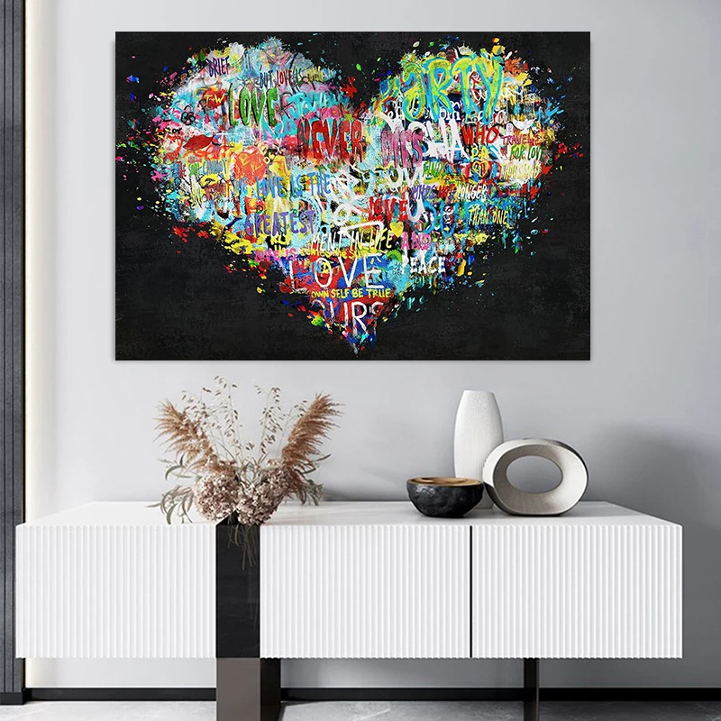 Abstract Love Heart Canvas Wall Art Colorful Pop Stree Style Heart Shape Romantic Artwork for Couple Bedroom Home Decoration
Abstract Love Heart Canvas Wall Art Colorful Pop Stree Style Heart Shape Romantic Artwork for Couple Bedroom Home Decoration