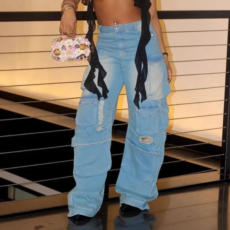 Ripped Holes Pocket Design Jeans Women Casual Loose Denim Pants Fashion Streetwear
Ripped Holes Pocket Design Jeans Women Casual Loose Denim Pants Fashion Streetwear