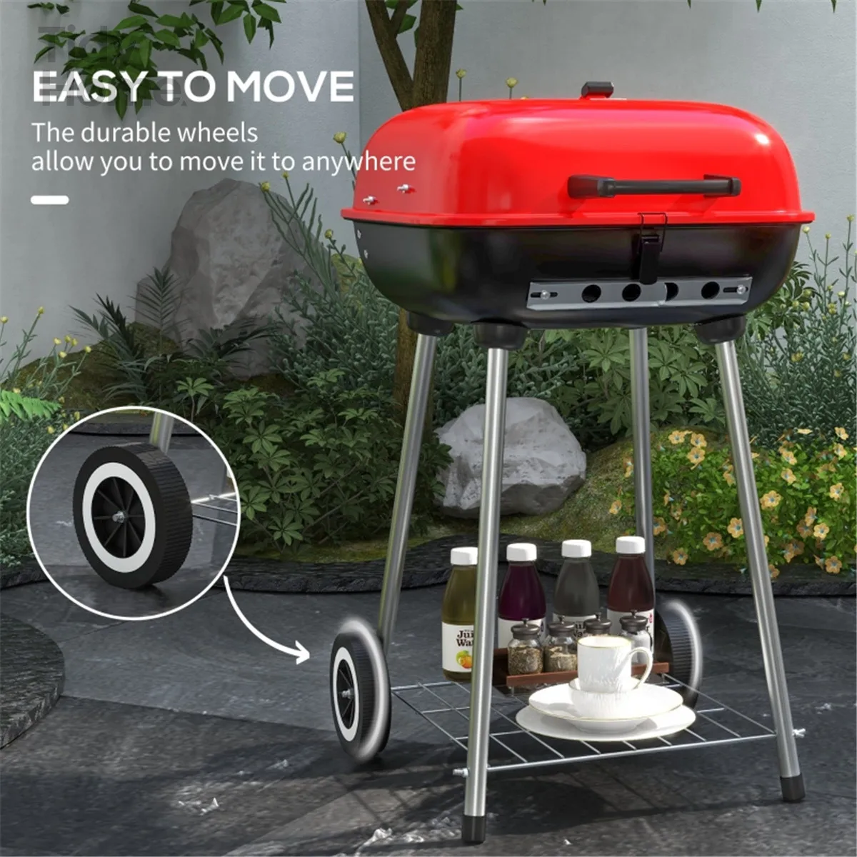 Outsunny Portable Charcoal Grill with Bottom Shelf, BBQ Smoker with Wheels and Adjustable Vents on Lid for Picnic Camping Backya
Outsunny Portable Charcoal Grill with Bottom Shelf, BBQ Smoker with Wheels and Adjustable Vents on Lid for Picnic Camping Backya