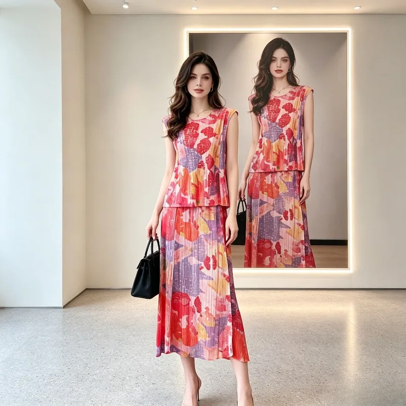 Miyake Pleated Fashion Print Set New Original 2026 Sleeveless Top Straight Skirt Loose Draped Slimming Casual Pleated Style
Miyake Pleated Fashion Print Set New Original 2026 Sleeveless Top Straight Skirt Loose Draped Slimming Casual Pleated Style