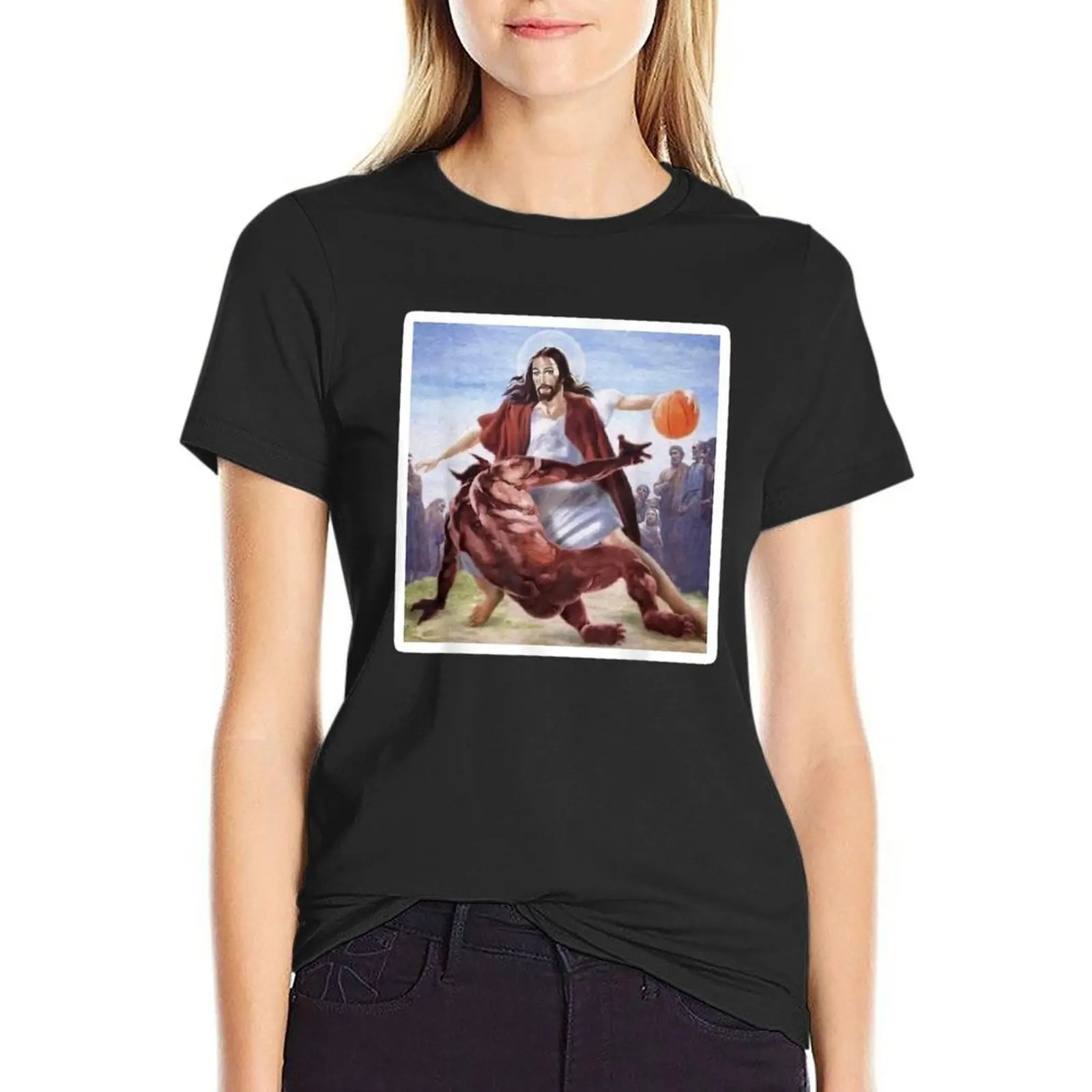 Jesus Crossing Up Satan Basketball T-Shirt Aesthetic clothing plus size tops t-shirts for Women cotton
Jesus Crossing Up Satan Basketball T-Shirt Aesthetic clothing plus size tops t-shirts for Women cotton