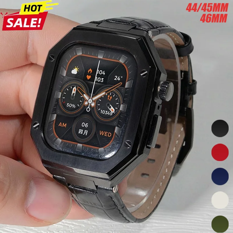 Band+Case for Apple Watch 46mm 45mm 44mm Leather Bracelet Stainless Steel Cover Iwatch 11 10 9 8 7 6 5 SE Leather Strap Mod Kit
Band+Case for Apple Watch 46mm 45mm 44mm Leather Bracelet Stainless Steel Cover Iwatch 11 10 9 8 7 6 5 SE Leather Strap Mod Kit