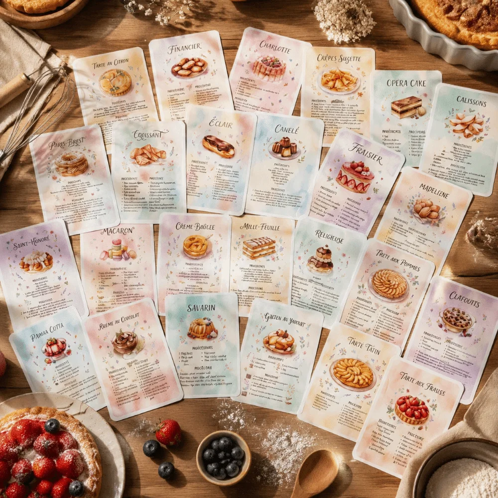 Vintage Dessert Baking Recipe Cards Retro Step Instructions Sweet Dessert Recipe Postcards Pocket-Sized Portable
Vintage Dessert Baking Recipe Cards Retro Step Instructions Sweet Dessert Recipe Postcards Pocket-Sized Portable
