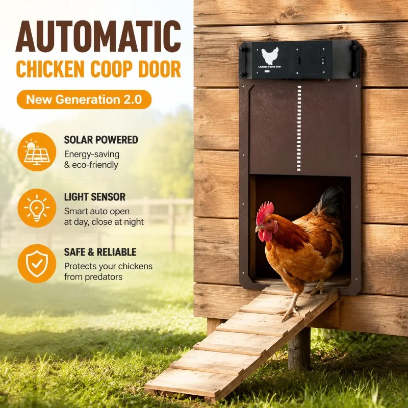 2nd Gen Automatic Light Sensing Chicken Coop Door Household Induction Poultry House Pet Gate Auto Open Close Farm Backyard
2nd Gen Automatic Light Sensing Chicken Coop Door Household Induction Poultry House Pet Gate Auto Open Close Farm Backyard