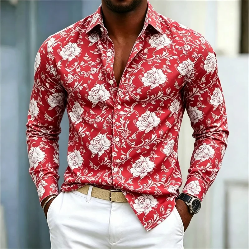 2026 new men's shirt European and American style red rose floral shirt men's slim fit long sleeved vacation casual style XS-6XL
2026 new men's shirt European and American style red rose floral shirt men's slim fit long sleeved vacation casual style XS-6XL