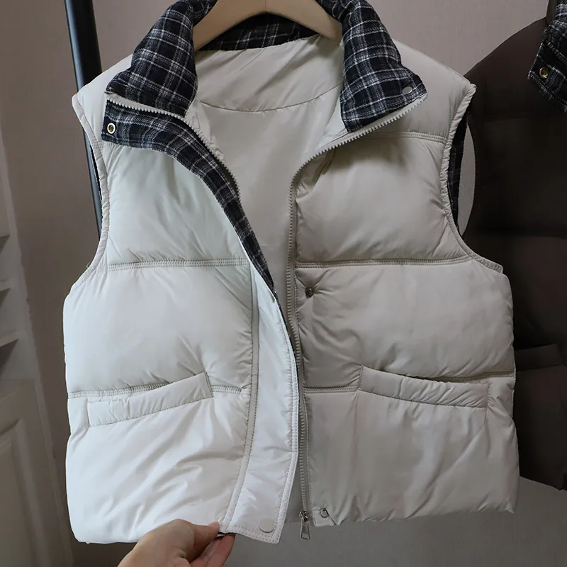 Women's Plaid Patchwork Color Blo Loose Thiened Stand Collar Cotton Vest Autumn Winter Faion Outerwear Jaet Coat
Women's Plaid Patchwork Color Blo Loose Thiened Stand Collar Cotton Vest Autumn Winter Faion Outerwear Jaet Coat