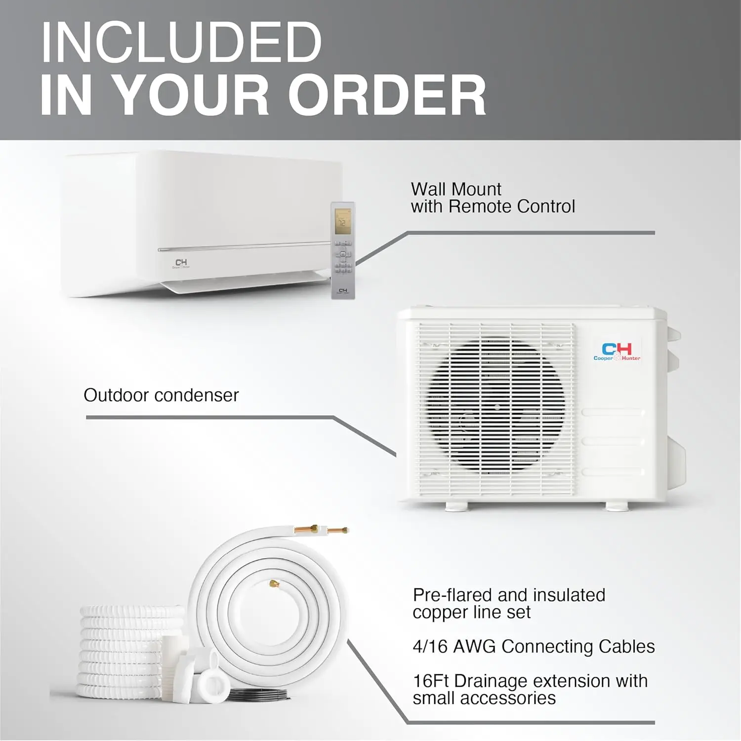 9000 BTU Ductless Mini Split AC & Heat Pump, 21.2 SEER2, 230V Wall Mount, 16FT Pre-Charged Kit, Custom
9000 BTU Ductless Mini Split AC & Heat Pump, 21.2 SEER2, 230V Wall Mount, 16FT Pre-Charged Kit, Custom