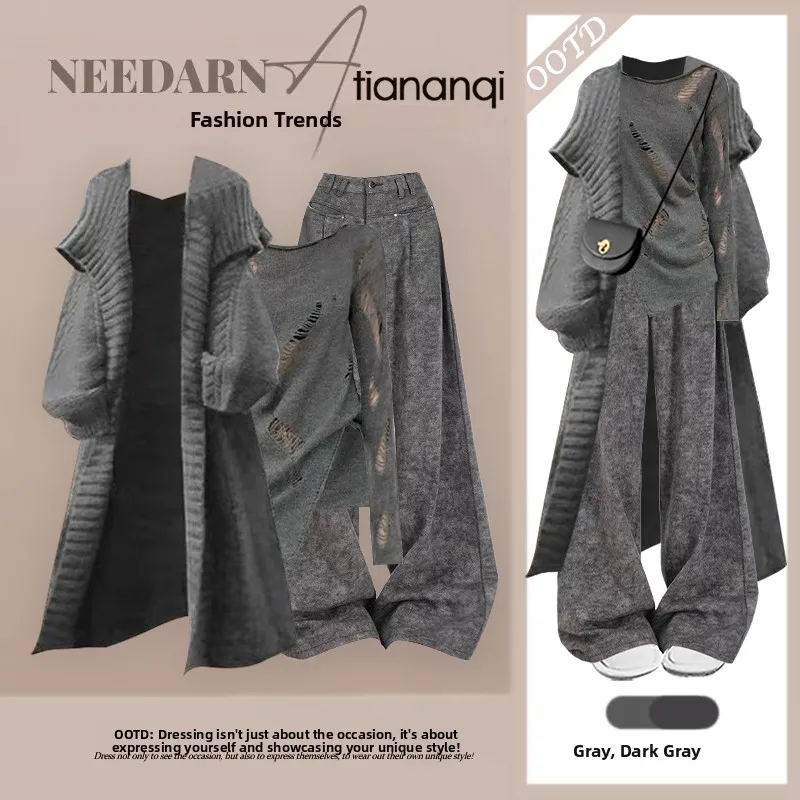 Autumn 2026 Lazy Style Versatile Knitted Coat Layering Slimming Top Casual Wide Leg Pants Three Piece Set Women's Fashion Ens...
Autumn 2026 Lazy Style Versatile Knitted Coat Layering Slimming Top Casual Wide Leg Pants Three Piece Set Women's Fashion Ens...