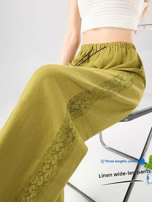 Summer 2026 High Waist Wide Leg Lace Casual Pants Ice Silk Lyocell Linen Slimming Trousers Casual Straight Tube Pants for Women
Summer 2026 High Waist Wide Leg Lace Casual Pants Ice Silk Lyocell Linen Slimming Trousers Casual Straight Tube Pants for Women