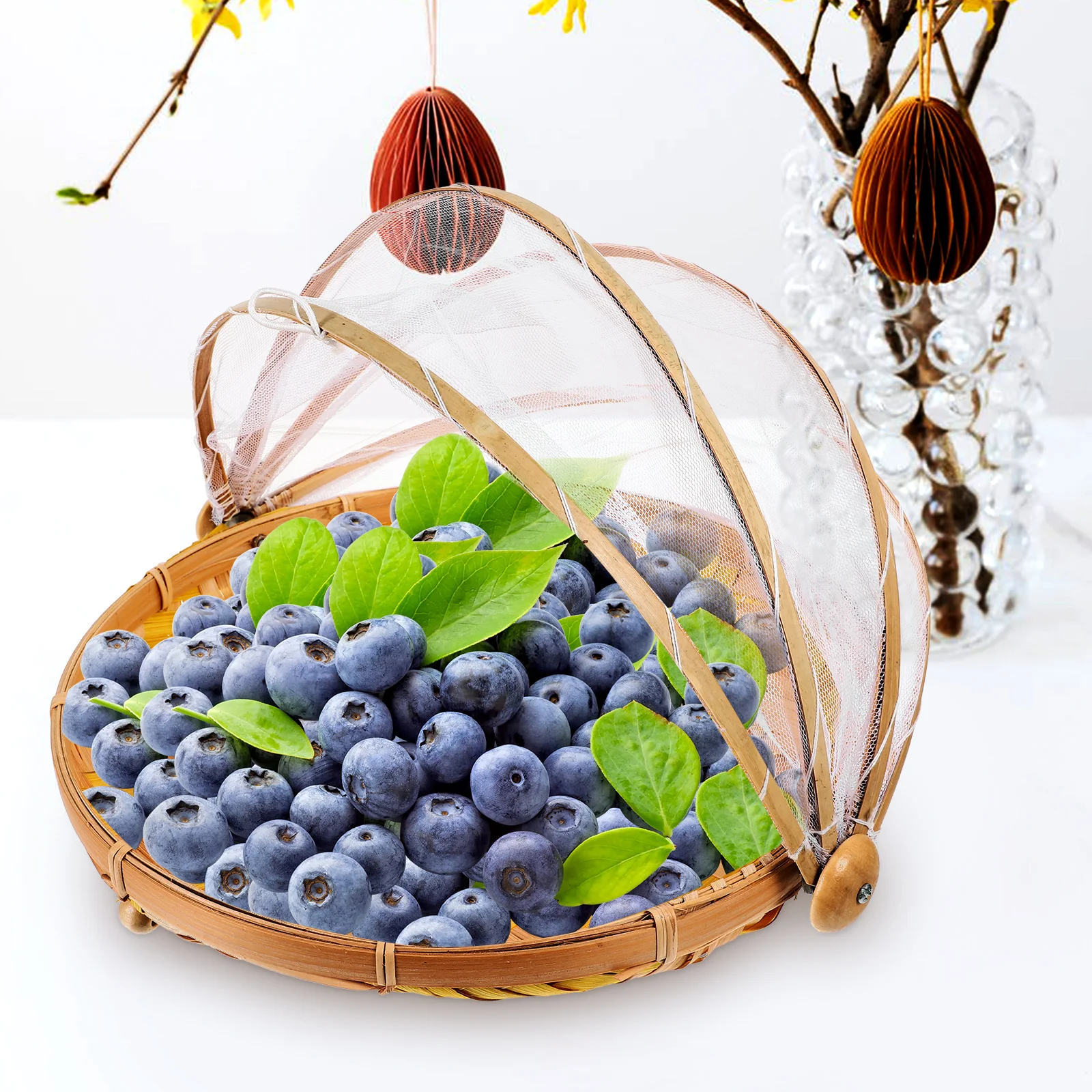 1 pc Bamboo Serving Tray Mesh Cover Round Storage Container Indoor Kitchen Bread Holder Vegetable Fruit Basket Eco-Friendly Food
1 pc Bamboo Serving Tray Mesh Cover Round Storage Container Indoor Kitchen Bread Holder Vegetable Fruit Basket Eco-Friendly Food