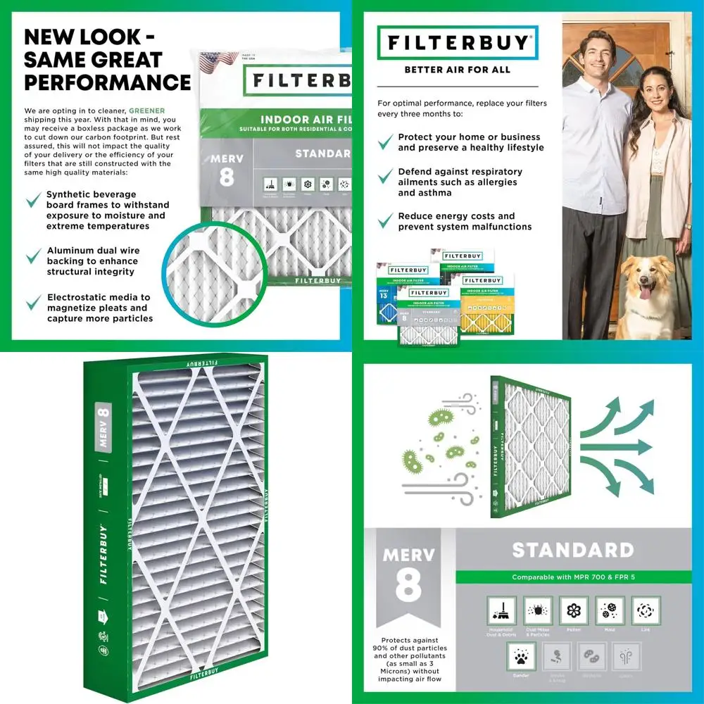 16x25x5 MERV 8 Pleated Air Filter for HVAC Systems - 2-Pack (Actual Size: 15.38x25.50x5.25)
16x25x5 MERV 8 Pleated Air Filter for HVAC Systems - 2-Pack (Actual Size: 15.38x25.50x5.25)