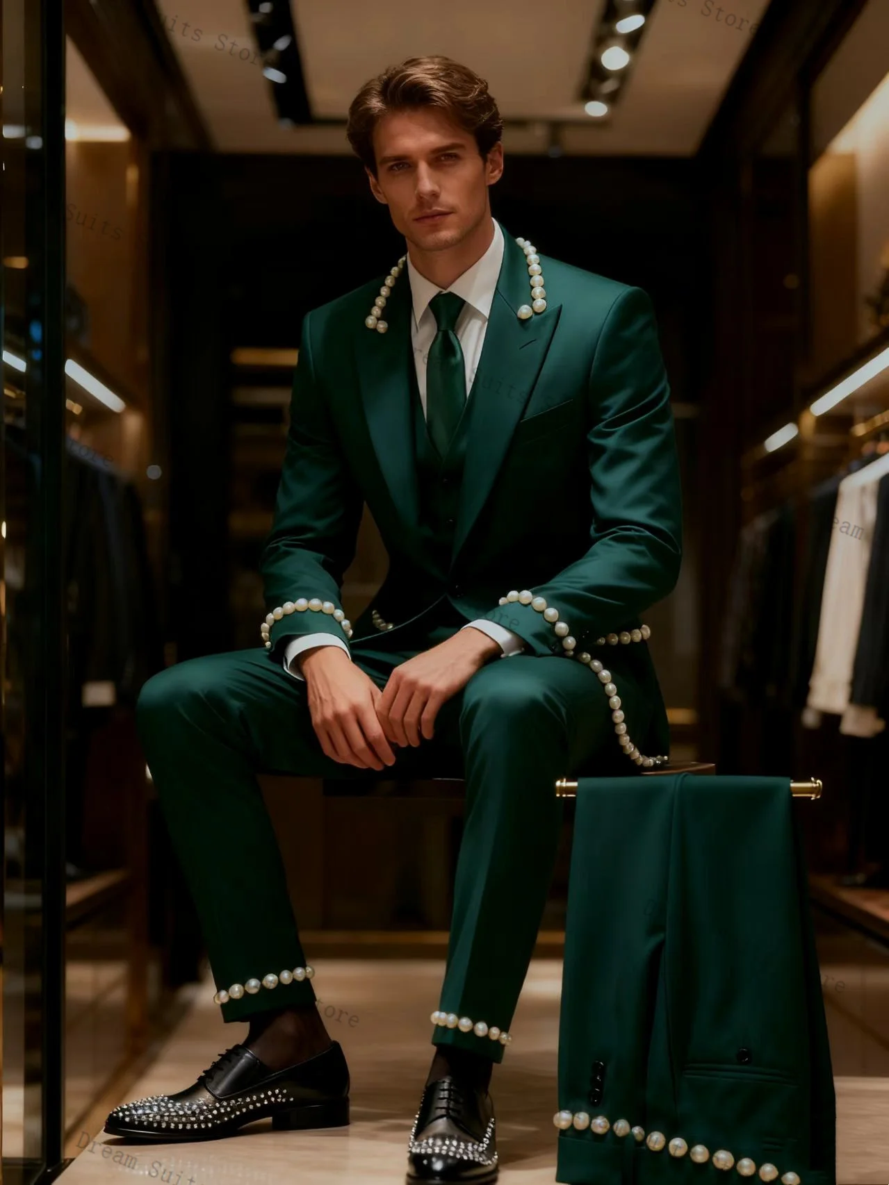 Pearls Green Men Suit Set 2 Piece Blazer+Pants Trousers Groom Customized Formal Office Jacket Wedding Tuxedos Prom Coat
Pearls Green Men Suit Set 2 Piece Blazer+Pants Trousers Groom Customized Formal Office Jacket Wedding Tuxedos Prom Coat