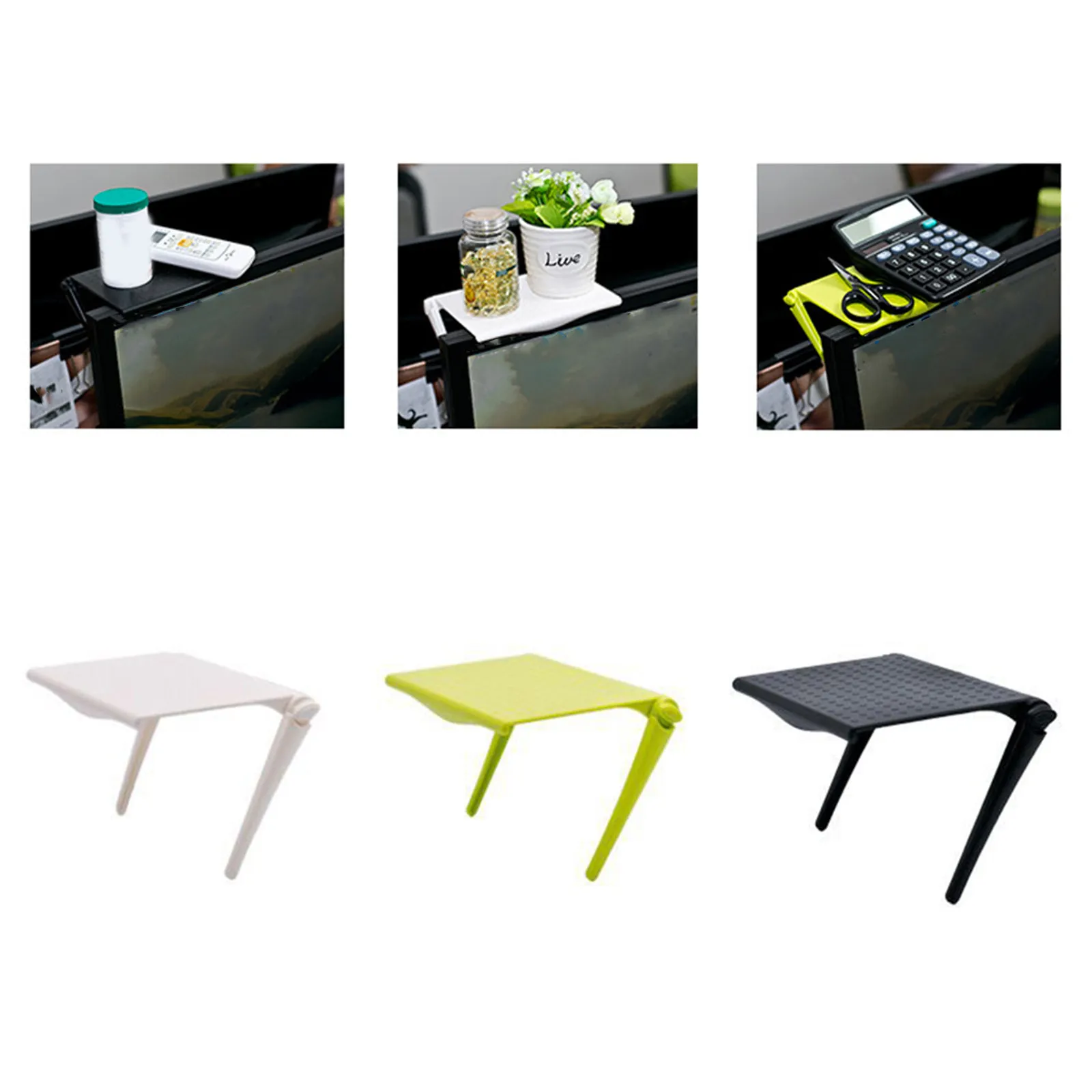 Multifunctional LCD Display Shelf Space Saving Desktop Storage Rack for Computer Monitor Mount Organizer White