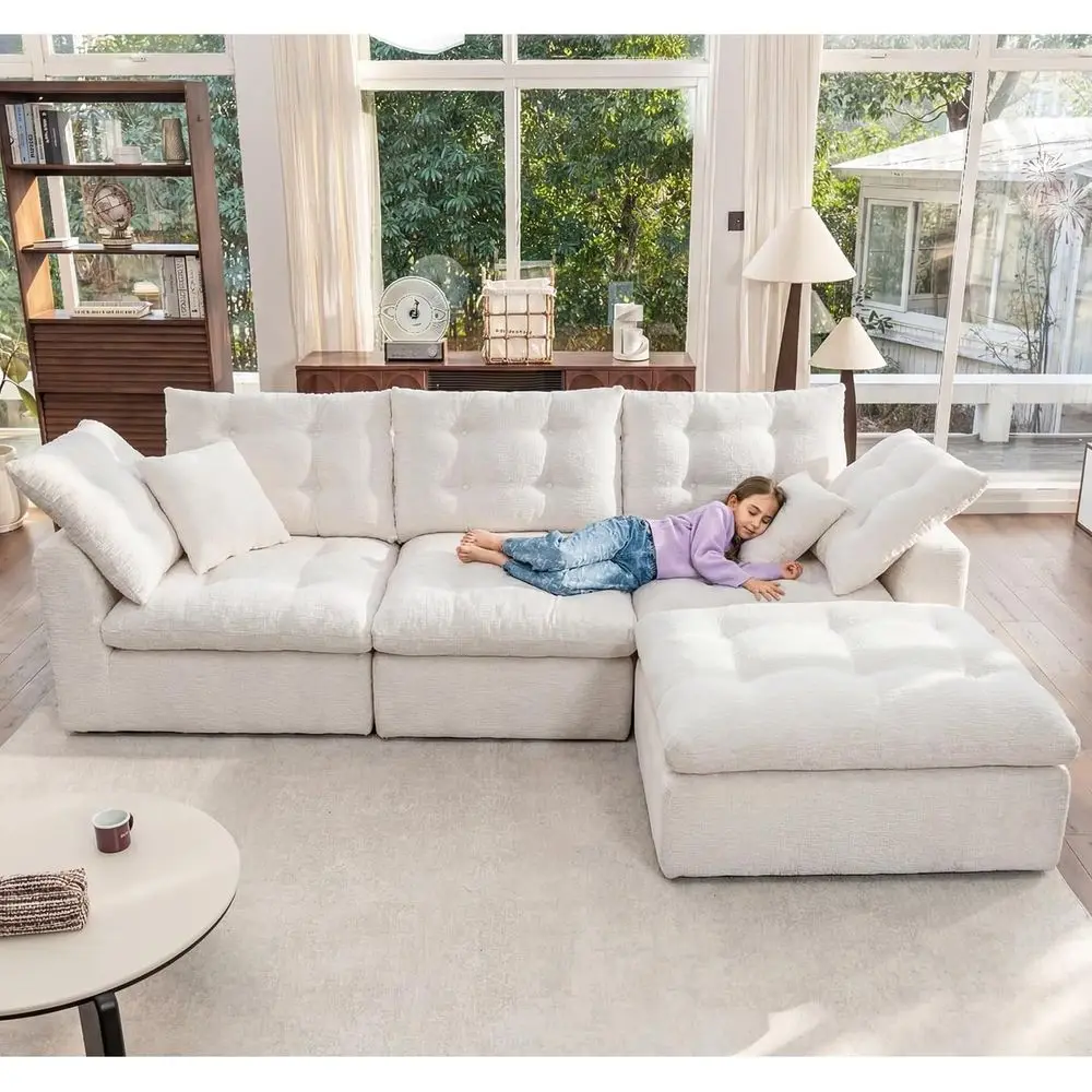 L-Shaped 110 Sectional Sofa with Deep Seat, Ottoman, and Side Pockets for Living Room
L-Shaped 110 Sectional Sofa with Deep Seat, Ottoman, and Side Pockets for Living Room