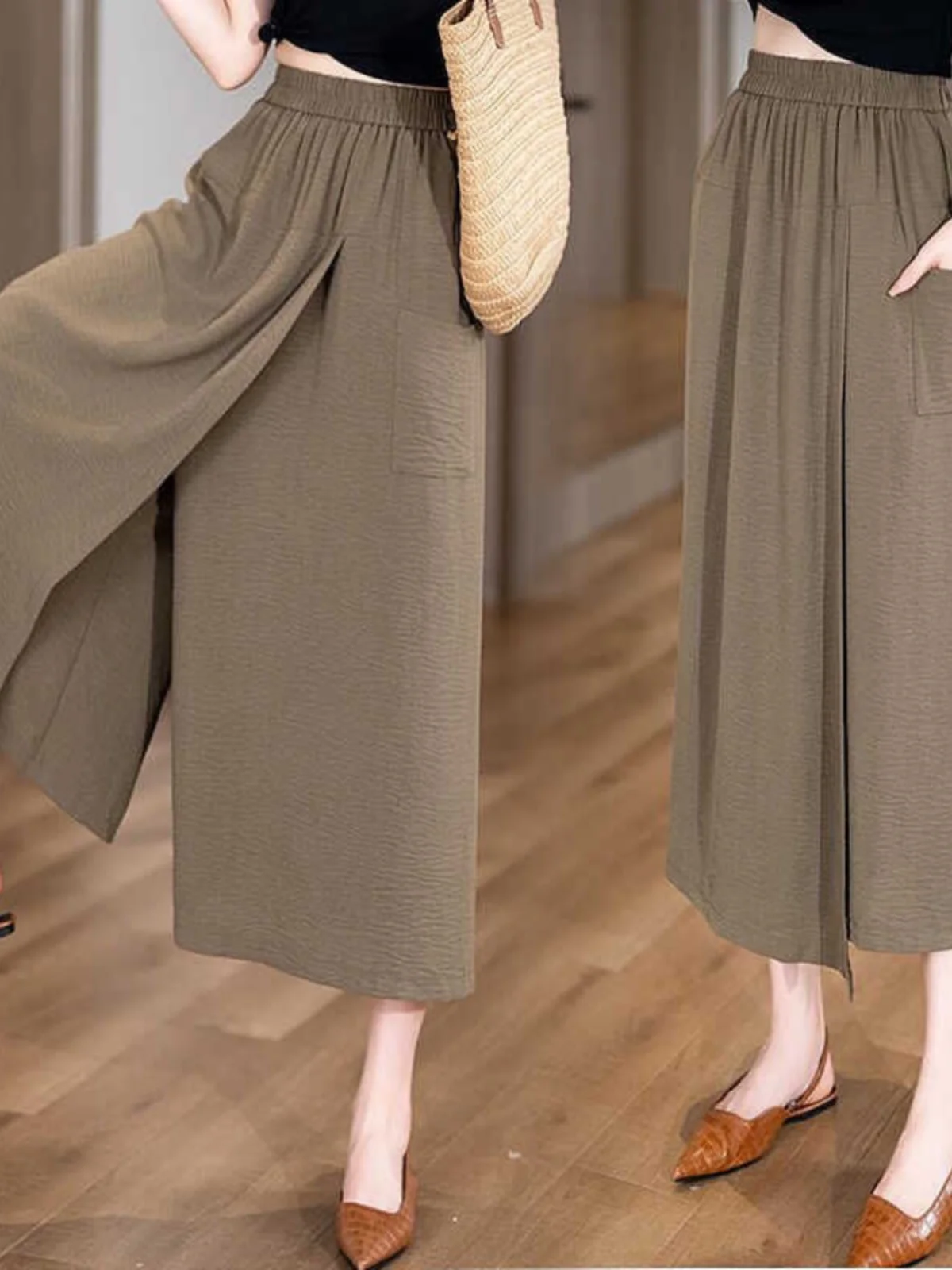 Summer New Slimming Style Thin Wide Leg Pants High Waist Casual Skirt Pants Seven Parts Lengthened Loose Fit Chinese Style
Summer New Slimming Style Thin Wide Leg Pants High Waist Casual Skirt Pants Seven Parts Lengthened Loose Fit Chinese Style