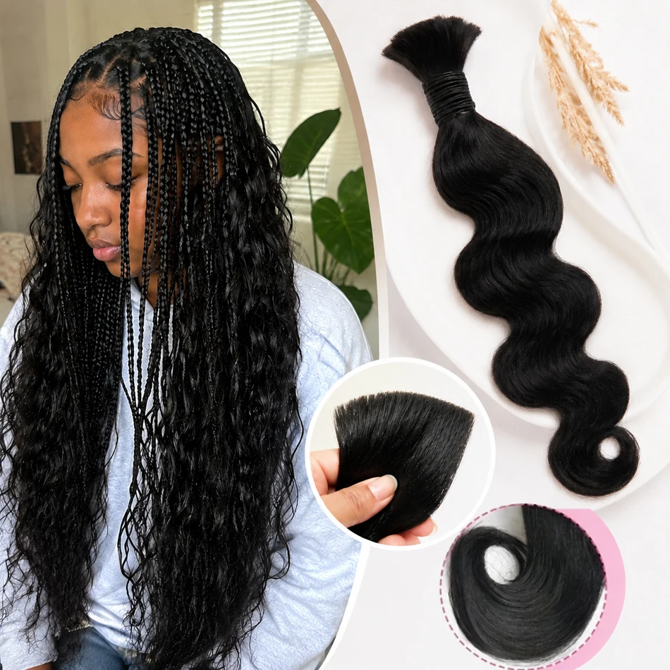Bulk Human Hair Body Wave Human Hair Extensions 1 Bundle No Weft 15A Brazilian Virgin Body Wave 65g Nature Black for Box Braids Boho Knotless Braids 26 28 Inch
Bulk Human Hair Body Wave Human Hair Extensions 1 Bundle No Weft 15A Brazilian Virgin Body Wave 65g Nature Black for Box Braids Boho Knotless Braids 26 28 Inch