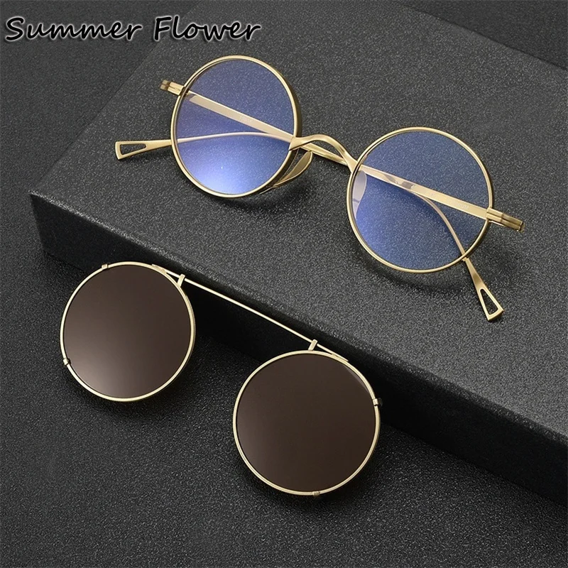 Clip on Magetic Sunglasses Round Glasses Pure Titanium Men Women High End Optical Eyeglass Frame Gafas for Prescription Lenses
Clip on Magetic Sunglasses Round Glasses Pure Titanium Men Women High End Optical Eyeglass Frame Gafas for Prescription Lenses