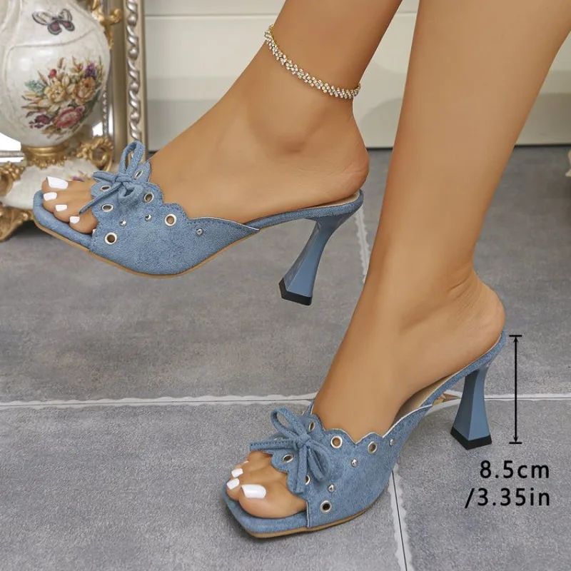 Fashionable Bow Elegant Sexy High Heel Slippers in Summer New Round Toe Thick Heel Comfortable Open-toe Casual Slippers
Fashionable Bow Elegant Sexy High Heel Slippers in Summer New Round Toe Thick Heel Comfortable Open-toe Casual Slippers