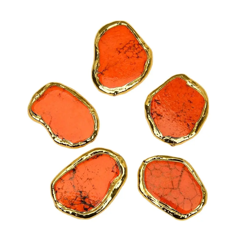 APDGG Wholesale 5 Pcs Big Orange Turquoise Chunky Freeform Slice Beads Metal Bezel Connector
APDGG Wholesale 5 Pcs Big Orange Turquoise Chunky Freeform Slice Beads Metal Bezel Connector