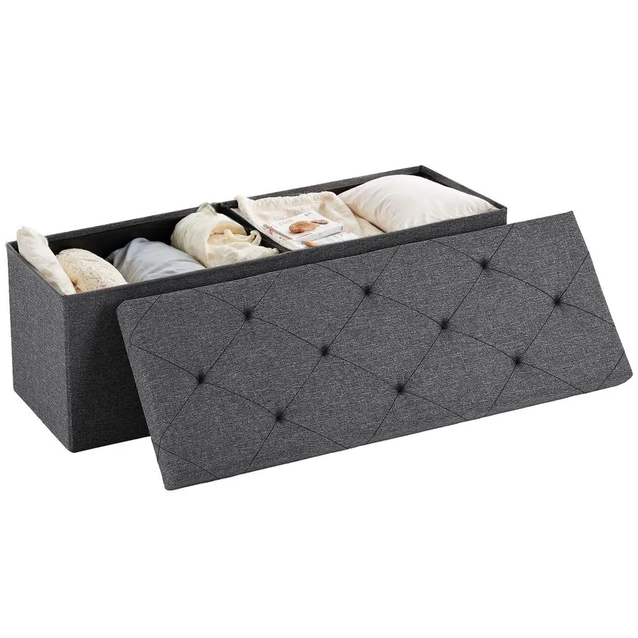Foldable Storage Ottoman Bench 43in, Storage Chest, Large End of Bed Foot Rest Stool with Padded Seat, Bedroom Bench for Living
Foldable Storage Ottoman Bench 43in, Storage Chest, Large End of Bed Foot Rest Stool with Padded Seat, Bedroom Bench for Living