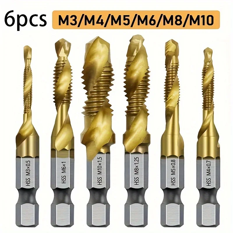 Сверла из быстрорежущей стали с титановым покрытием, 6 шт., М3 до М10, ручные инструменты для нарезания резьбы и машинного композитного нарезания
Сверла из быстрорежущей стали с титановым покрытием, 6 шт., М3 до М10, ручные инструменты для нарезания резьбы и машинного композитного нарезания