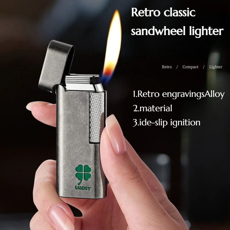 NEW Classic Retro Side-slide Sandblasting Lighter Simple Ignition Automatic Inflation Function Compact Design Lighters
NEW Classic Retro Side-slide Sandblasting Lighter Simple Ignition Automatic Inflation Function Compact Design Lighters