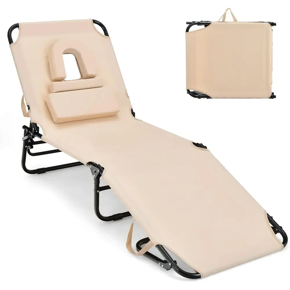 330-Pound Capacity Beach Lounge Chair with Hole, Washable Pillow, Carry Strap, and Adjustable Chaise for Outdoor Use
330-Pound Capacity Beach Lounge Chair with Hole, Washable Pillow, Carry Strap, and Adjustable Chaise for Outdoor Use