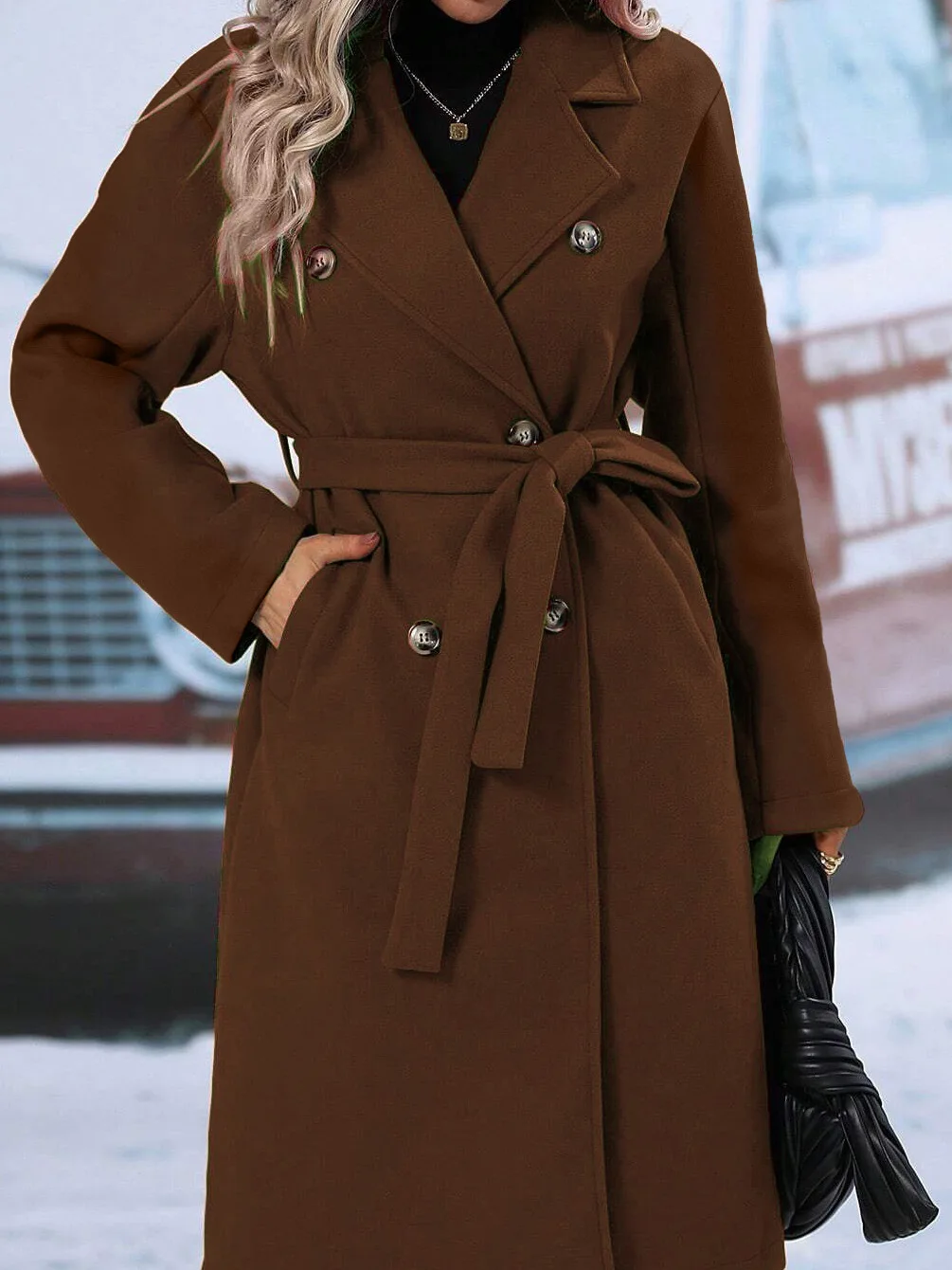 Pure Color Double Breasted Lace up Woolen Jaet Street Sle Loose Fit Polyester Fiber Long Sve mid Length Coat
Pure Color Double Breasted Lace up Woolen Jaet Street Sle Loose Fit Polyester Fiber Long Sve mid Length Coat