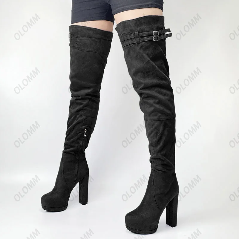 Olomm 2021 Women Winter Crotch Boots Buckle Strap Block Heels Round Toe Gorgeous Purple Pink Red Party Shoes Plus US Size 5-20
Olomm 2021 Women Winter Crotch Boots Buckle Strap Block Heels Round Toe Gorgeous Purple Pink Red Party Shoes Plus US Size 5-20