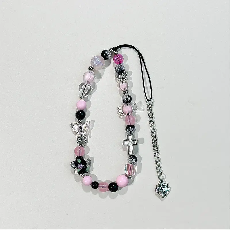 Корейская милая черная цепочка для телефона из бисера с крестом и бабочкой, подвеска-ремешок, ремешок для телефона, аксессуары, ювелирные изделия, кулон с клубникой, подарки
Корейская милая черная цепочка для телефона из бисера с крестом и бабочкой, подвеска-ремешок, ремешок для телефона, аксессуары, ювелирные изделия, кулон с клубникой, подарки