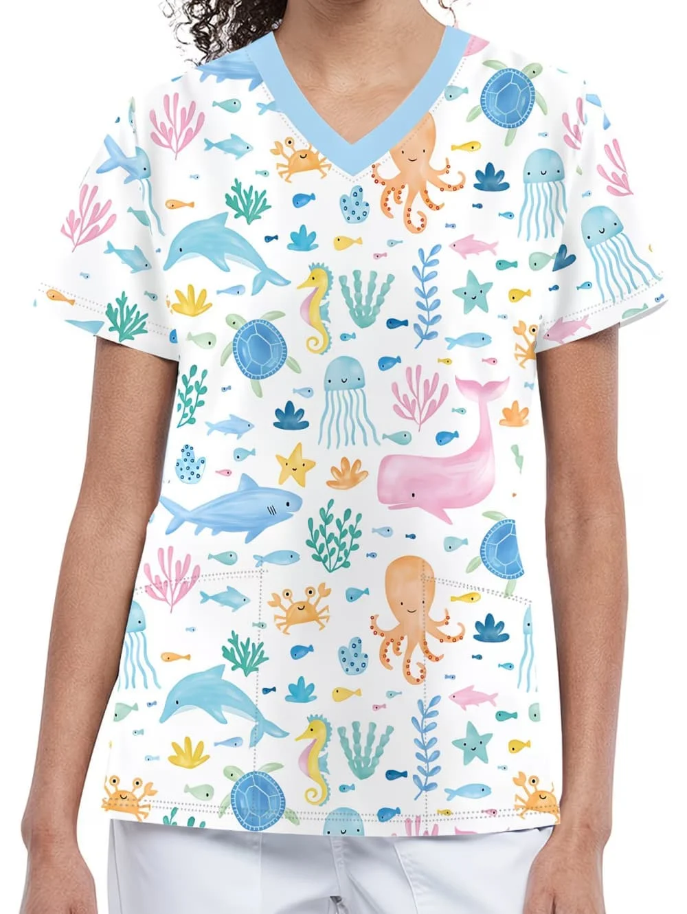 Clinical Uniform Woman Fashion V-Neck Short Sleeve Pockets Tops Featuring Cartoon Elements Casual Dentist Scrubs Uniform Woman
Clinical Uniform Woman Fashion V-Neck Short Sleeve Pockets Tops Featuring Cartoon Elements Casual Dentist Scrubs Uniform Woman