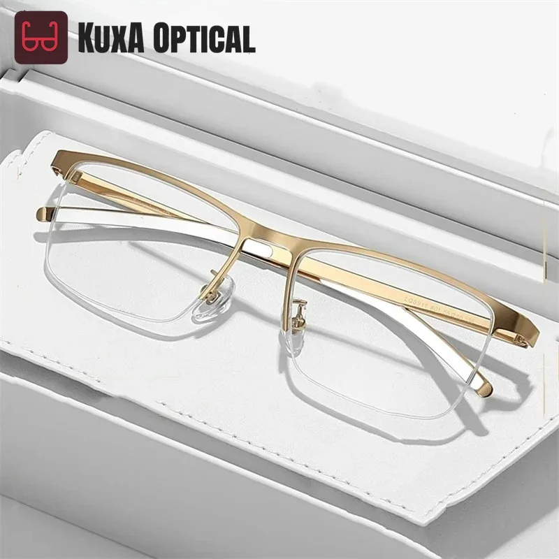 KUXA мужские качественные очки из чистого титана, брендовый дизайн, линзы по рецепту, очки с рецептом, легкая оправа для очков для близорукости
KUXA мужские качественные очки из чистого титана, брендовый дизайн, линзы по рецепту, очки с рецептом, легкая оправа для очков для близорукости