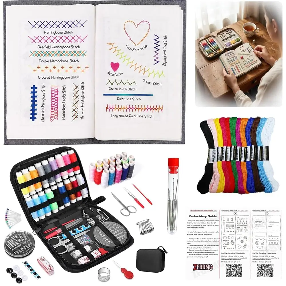 2026 Upgraded Embroidery Stitch Book, Portable DIY Embroidery Kit for Beginners with Linen, 99-Piece Complete Needle & Threa
2026 Upgraded Embroidery Stitch Book, Portable DIY Embroidery Kit for Beginners with Linen, 99-Piece Complete Needle & Threa