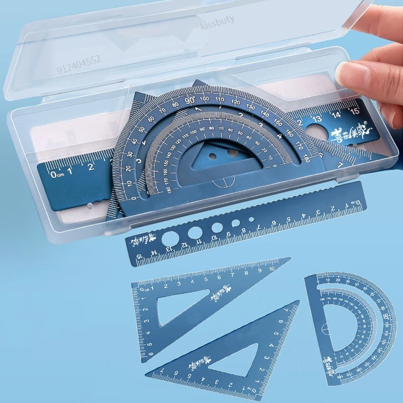 4 in 1 Aluminum Alloy Ruler Stationery Set Aluminum Alloy Multifunctional Combination Ruler Triangle Protractor Drawing Kawaii
4 in 1 Aluminum Alloy Ruler Stationery Set Aluminum Alloy Multifunctional Combination Ruler Triangle Protractor Drawing Kawaii