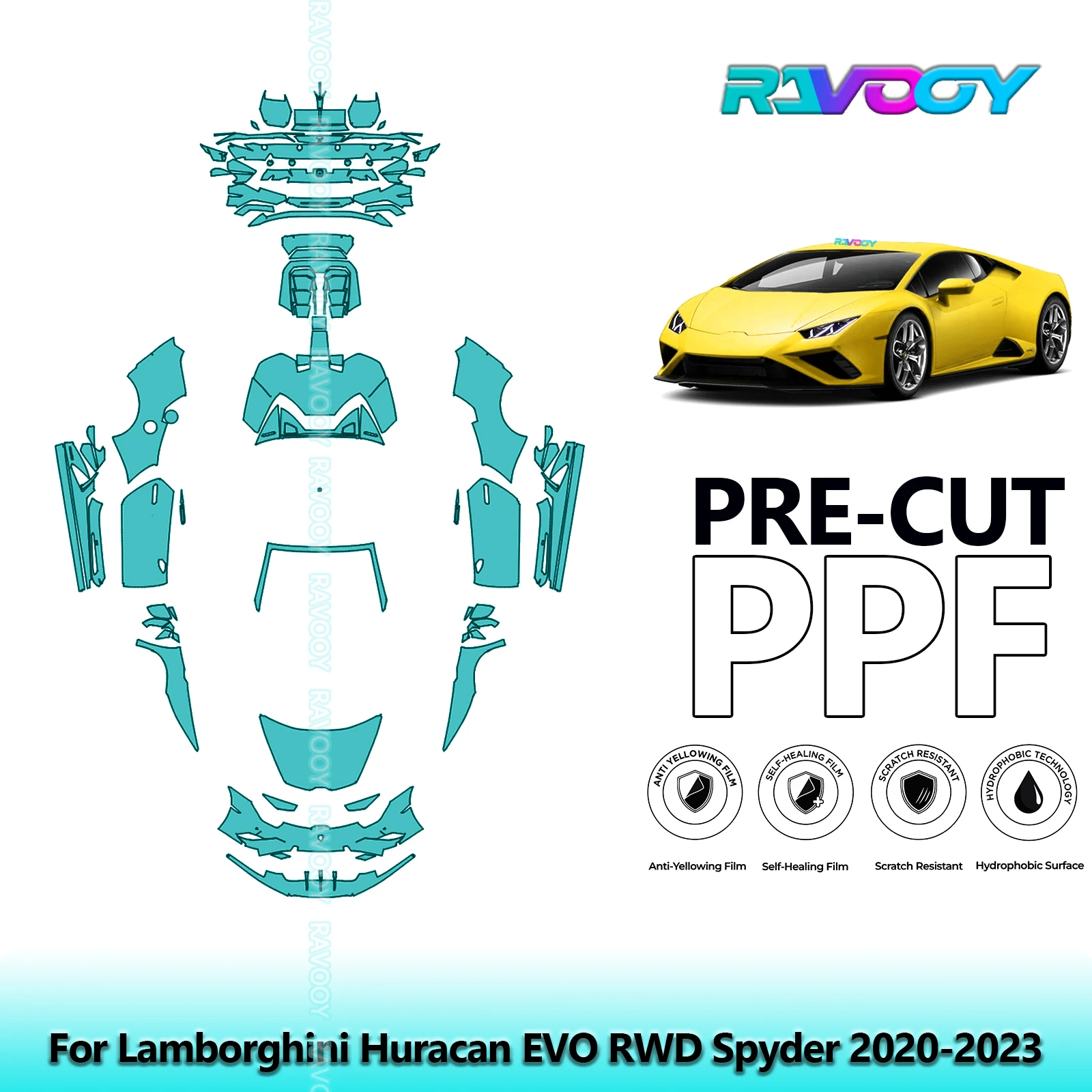8.5Mil Full Vehicle Precut PPF Paint Protection Film For Lamborghini Huracan EVO RWD Spyder 2020-2023
8.5Mil Full Vehicle Precut PPF Paint Protection Film For Lamborghini Huracan EVO RWD Spyder 2020-2023